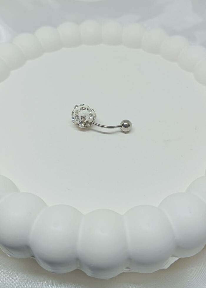 Beyaz taşlı göbek piercing  - Görsel 2