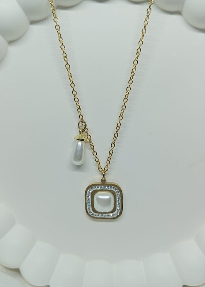 İnci taşlı kolye - Görsel 3