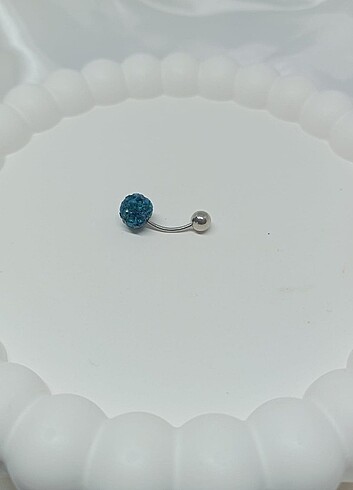 Soluk mavi renk göbek piercing - Görsel 3