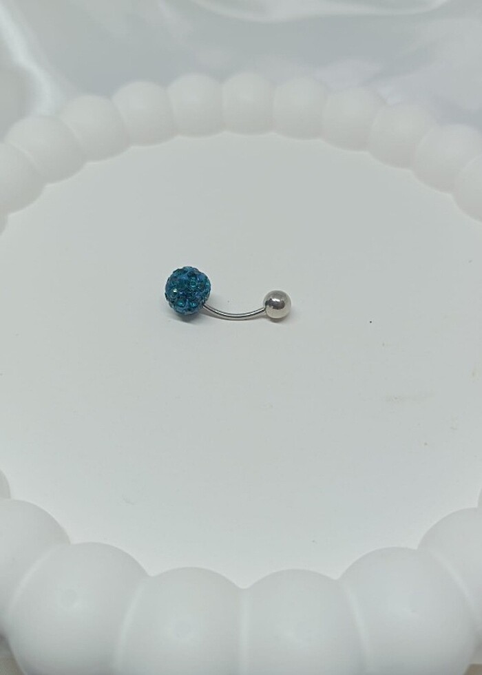 Soluk mavi renk göbek piercing  - Görsel 3