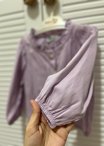 Kız Çocuk Uzun Kollu Düğmeli Lila Gömlek - Görsel 3