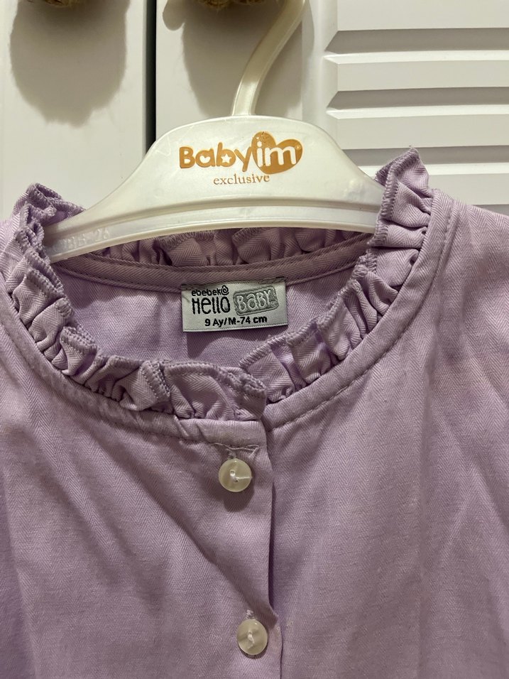 Kız Çocuk Uzun Kollu Düğmeli Lila Gömlek - Görsel 2