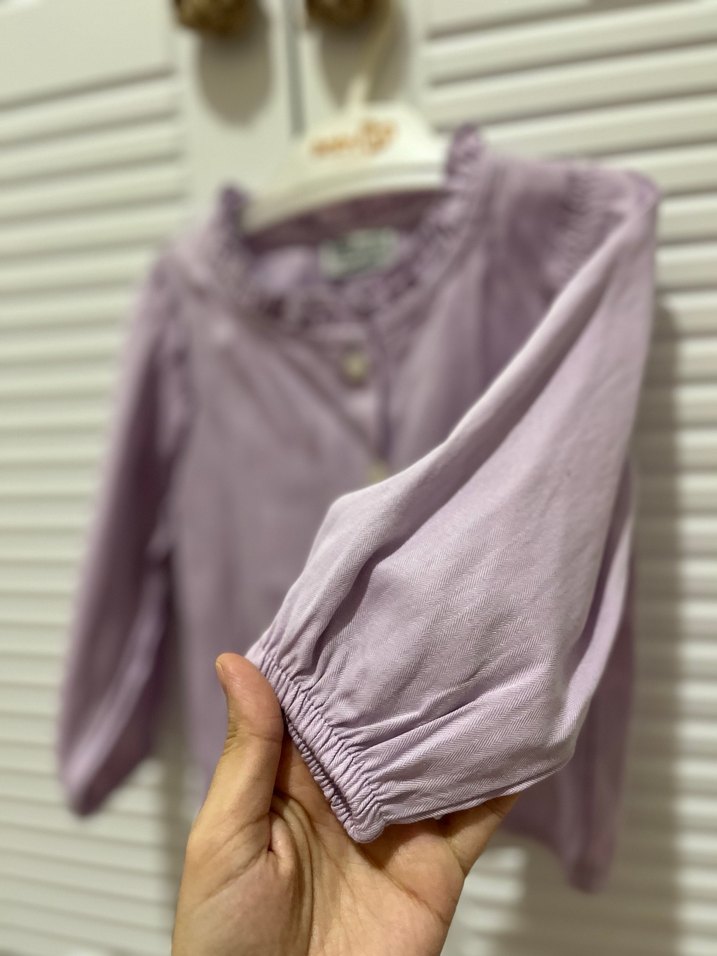 Kız Çocuk Uzun Kollu Düğmeli Lila Gömlek - Görsel 3