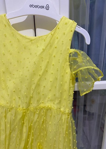 H&M Kız Çocuk Mavi Kısa Kollu Piliseli Elbise