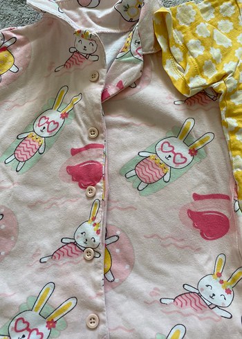 24-36 Ay Beden Kız Çocuk Kısa Kollu Pamuklu Pijama 2li takım