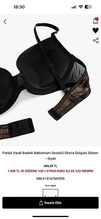 diğer Beden Koton destekli ekstra dolgulu sütyen