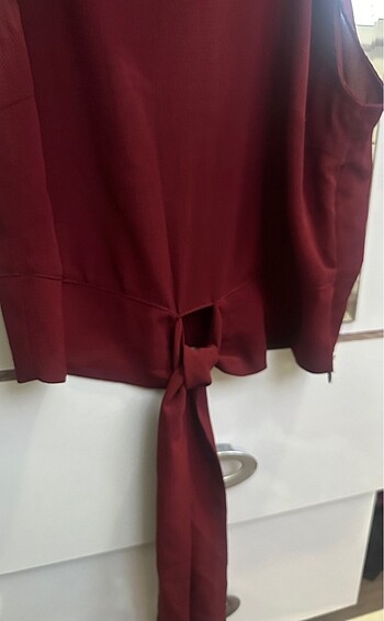 Bordo önden bağlamalı bluz