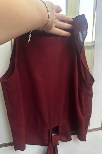 Quzu Bordo önden bağlamalı bluz