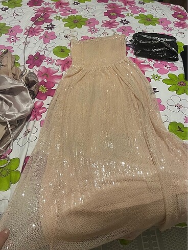 Zara straplez pullu uzun elbise