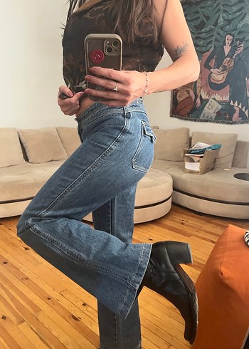Vintage Love Koyu Kahverengi Dantel Detaylı Kadın Denim Pantolon