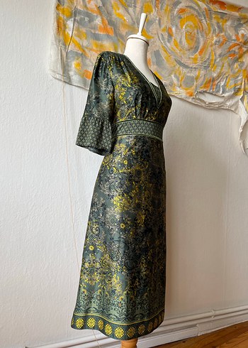 Bohem V Yaka Uzun Elbise - Görsel 2