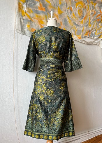 Bohem V Yaka Uzun Elbise - Görsel 6