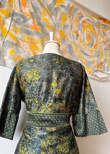 Bohem V Yaka Uzun Elbise - Görsel 7