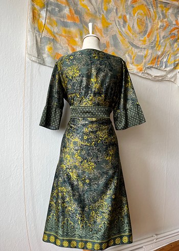 Bohem V Yaka Uzun Elbise - Görsel 5