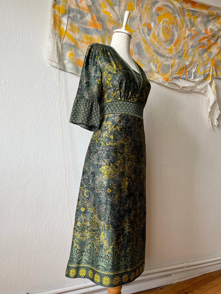 Bohem V Yaka Uzun Elbise - Görsel 2