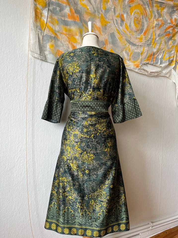 Bohem V Yaka Uzun Elbise - Görsel 5