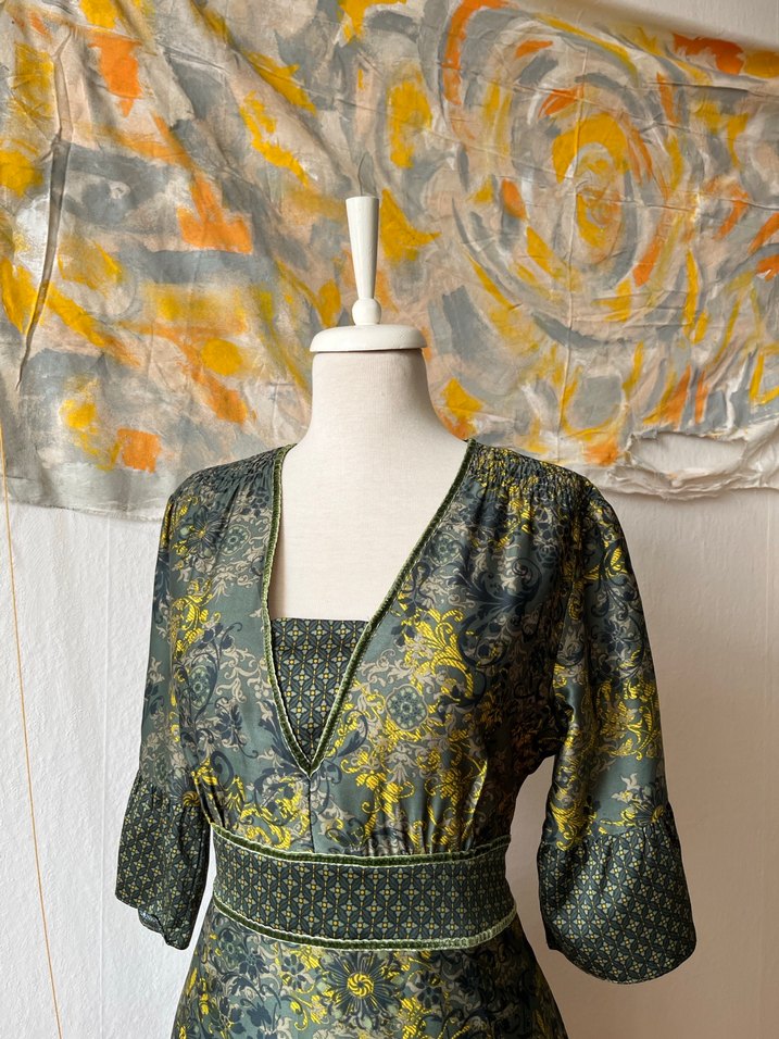 Bohem V Yaka Uzun Elbise - Görsel 3