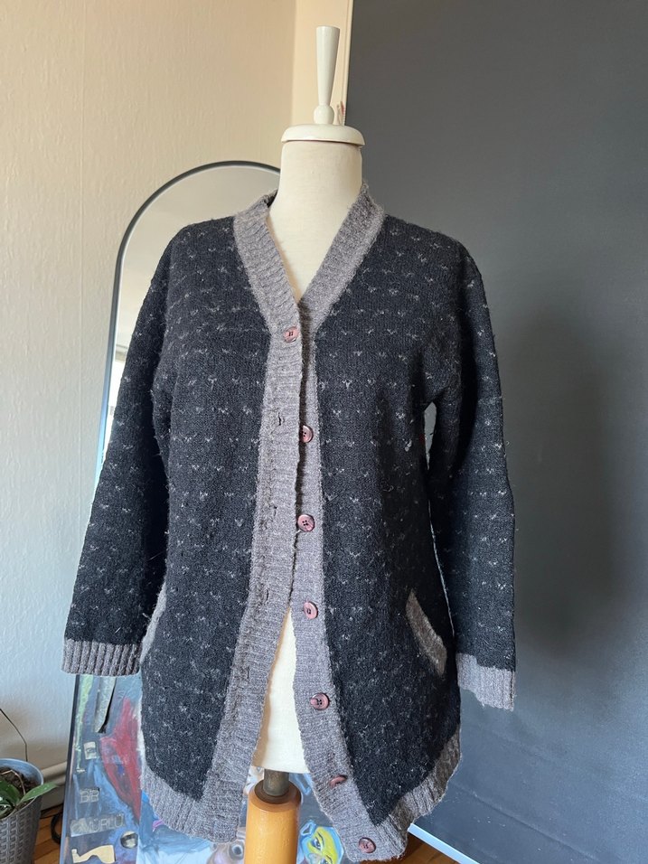 Bohem Gri Nakışlı Yün hırka - Görsel 3