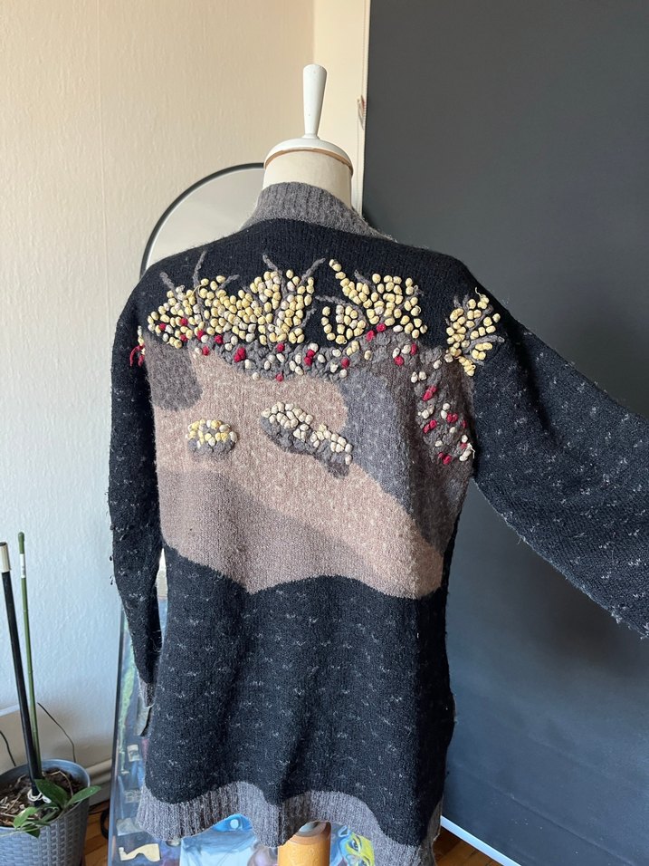 Bohem Gri Nakışlı Yün hırka - Görsel 2