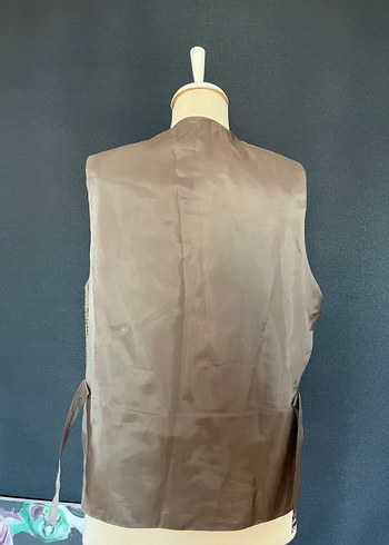 Kahverengi Düğmeli Vintage Yelek - Görsel 6