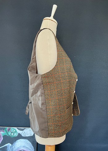 Kahverengi Düğmeli Vintage Yelek - Görsel 5