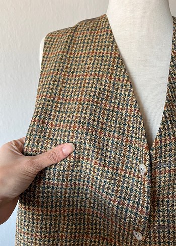 Kahverengi Düğmeli Vintage Yelek - Görsel 3