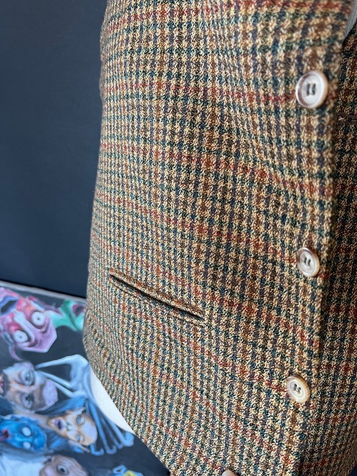 Kahverengi Düğmeli Vintage Yelek - Görsel 4