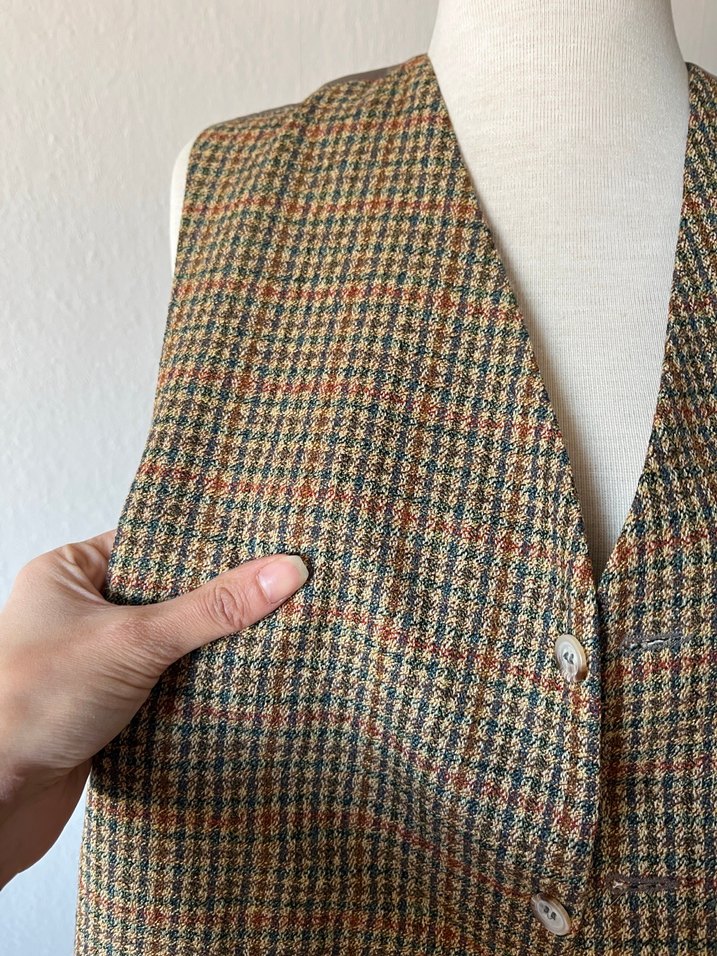 Kahverengi Düğmeli Vintage Yelek - Görsel 3