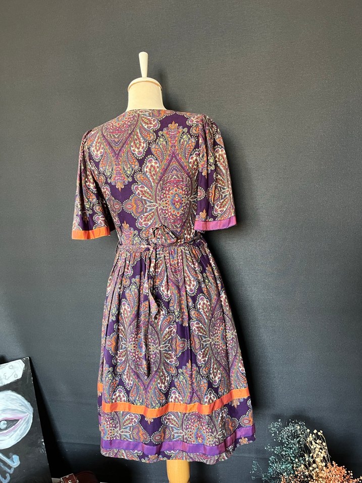 Bohem V Yaka Bağlama Desenli Uzun Elbise - Görsel 5