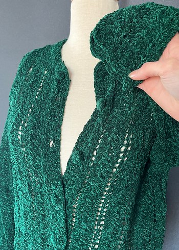 Yeşil Örgü Bohem Kadın Hırka - Görsel 2