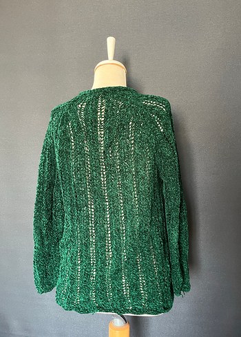 Yeşil Örgü Bohem Kadın Hırka - Görsel 4