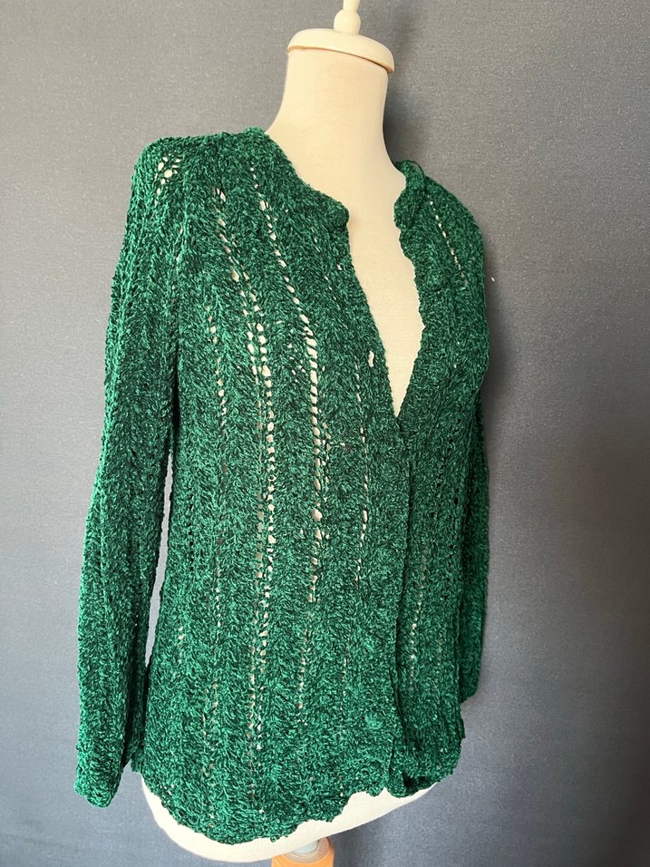 Yeşil Örgü Bohem Kadın Hırka - Görsel 5