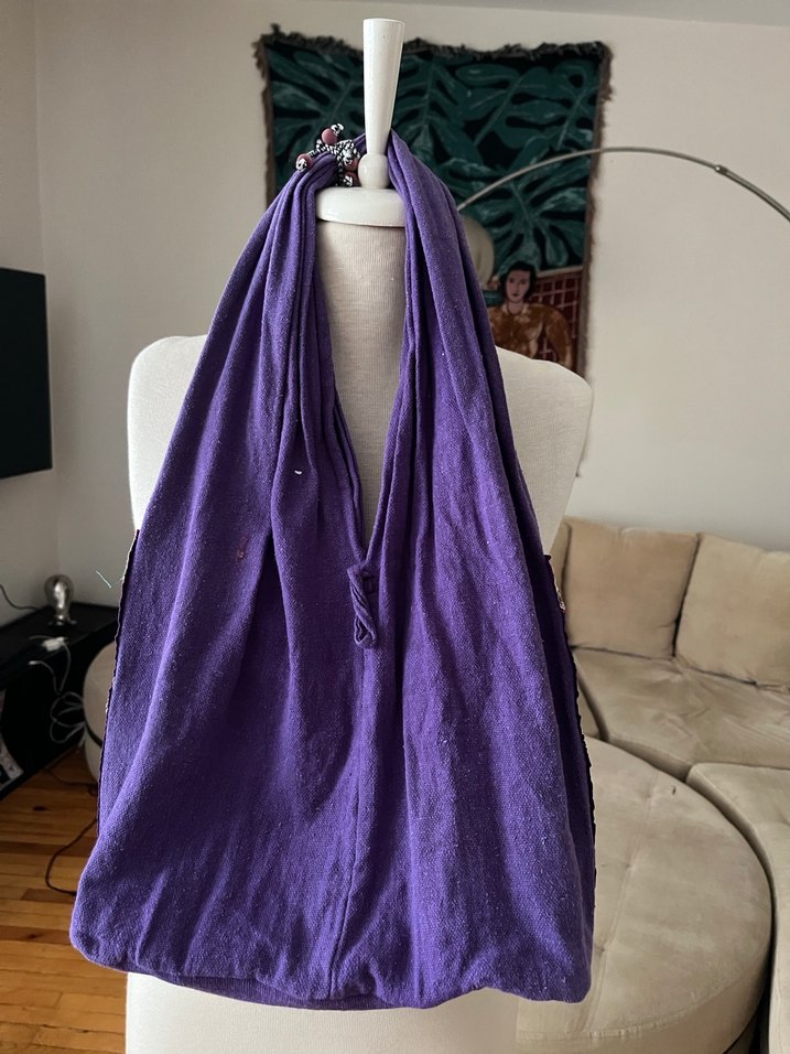 Mor Nakışlı Boncuklu Bohem Kadın Çantası - Görsel 3