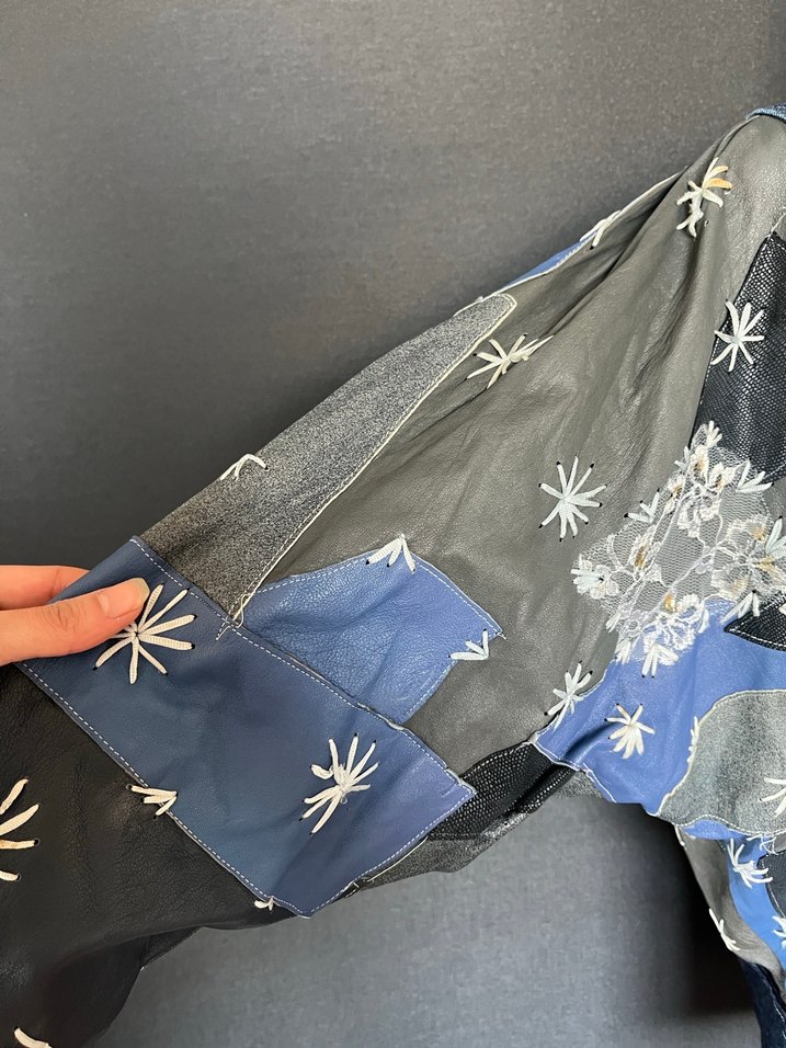 Düğmeli Kadın Koyu Mavi Batik Denim Ceket - Görsel 3