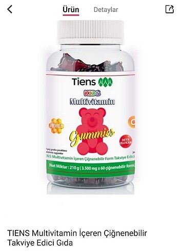 TIENS Multivitamin İçeren Çiğnenebilir Takviye Edici Gıda 