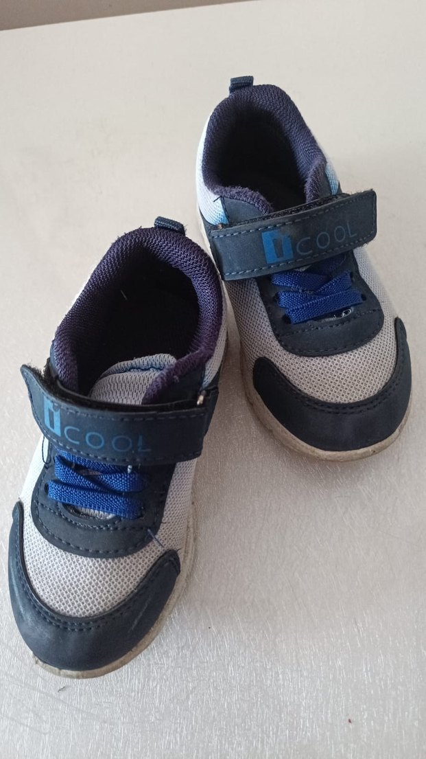 Gri Mavi Erkek Çocuk Cırt Cırtlı Spor Ayakkabı - Görsel 2