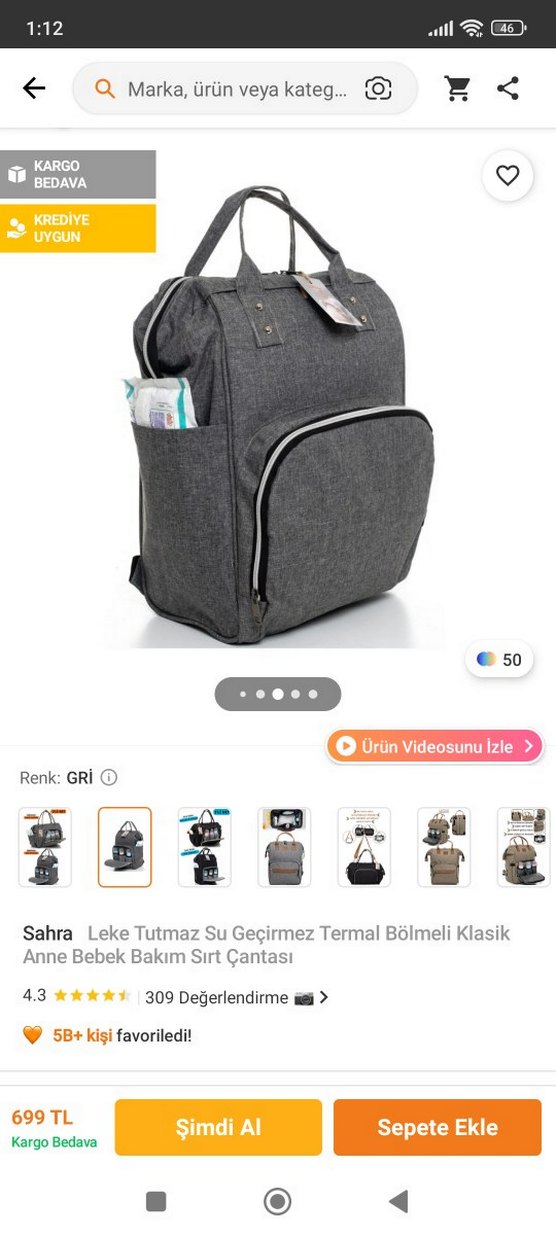 Sahra Gri Termal Bölmeli Anne Bebek Sırt Çantası - Görsel 3