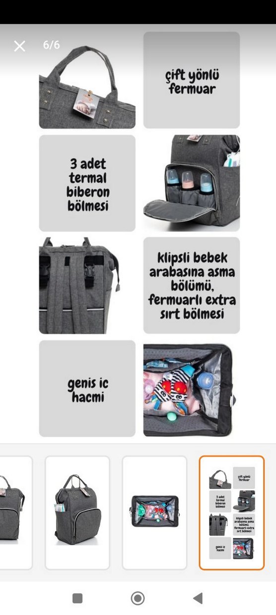 Sahra Gri Termal Bölmeli Anne Bebek Sırt Çantası - Görsel 4