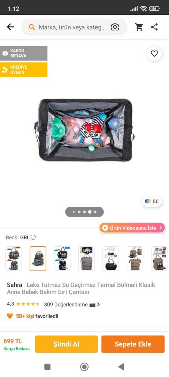 Sahra Gri Termal Bölmeli Anne Bebek Sırt Çantası - Görsel 5