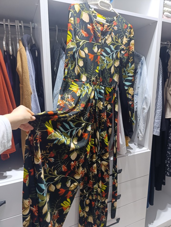 Çiçek Desenli Uzun Bohem Elbise - Görsel 2