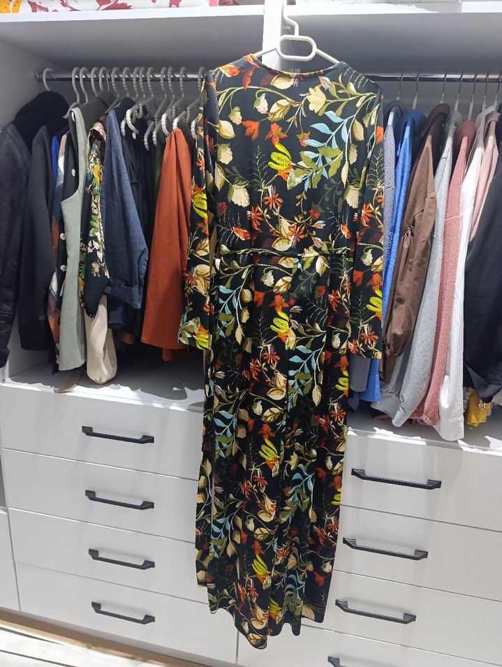 Çiçek Desenli Uzun Bohem Elbise - Görsel 4