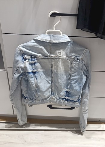 Gri Bağlamalı Desenli Kadın Denim Ceket - Görsel 2