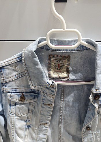 Gri Bağlamalı Desenli Kadın Denim Ceket - Görsel 3