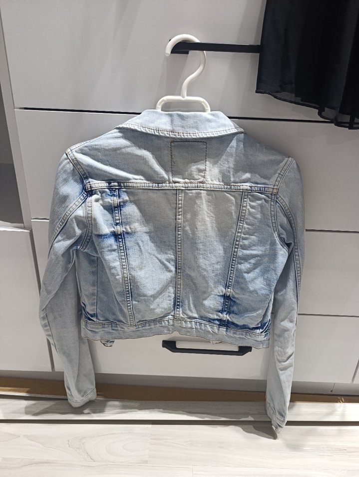 Gri Bağlamalı Desenli Kadın Denim Ceket - Görsel 2