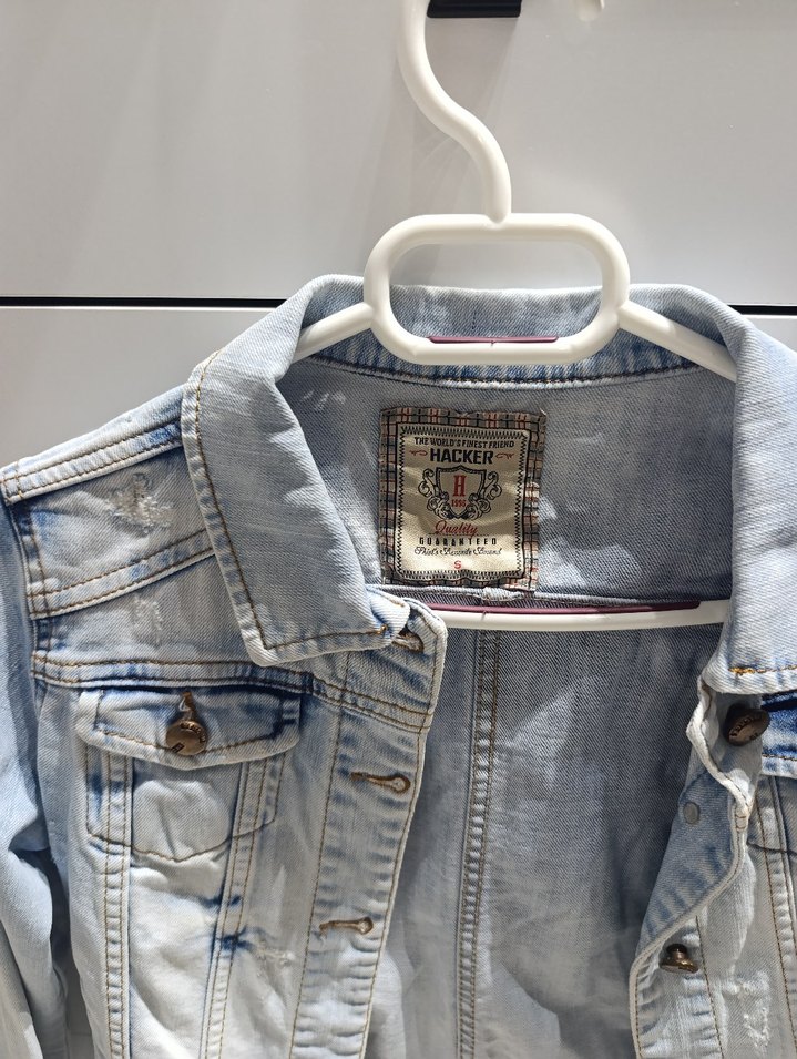 Gri Bağlamalı Desenli Kadın Denim Ceket - Görsel 3