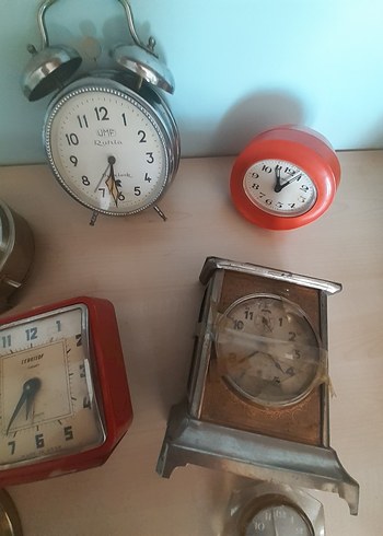 Beden beyaz Renk Antika Vintage Masa Saatleri Seti
