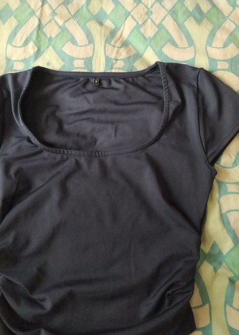 Trendyol & Milla lacivert yanlardan büzgülü crop