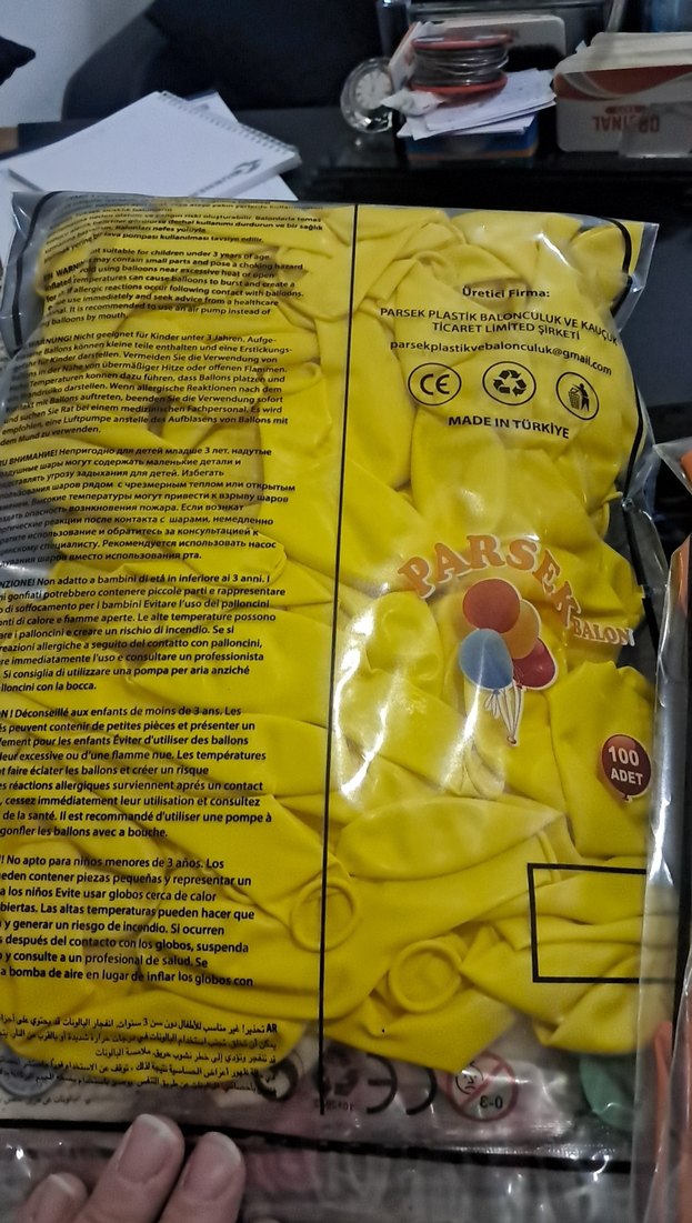 parsek sarı renk100 lu paket balon - Görsel 2