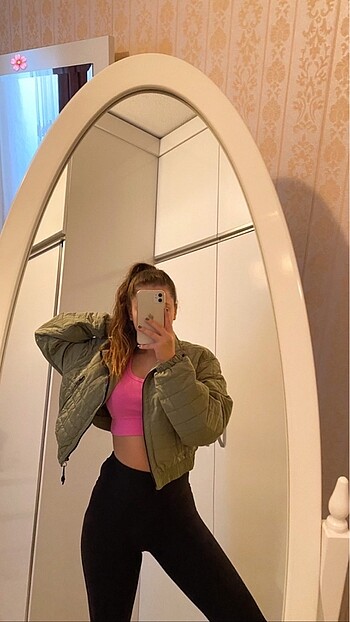 l Beden Crop yeşil ceket