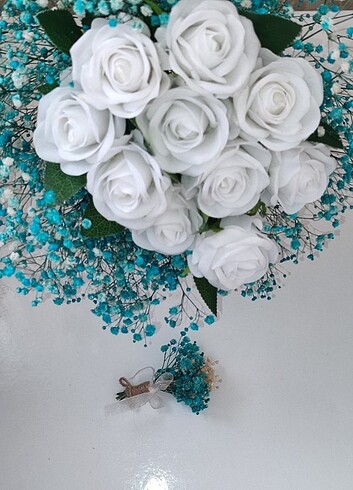 Masalsı Bir Düğün İçin Lüx Gelin Buketi Damat Yaka Çiçeği Hediye - Görsel 5